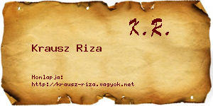 Krausz Riza névjegykártya
